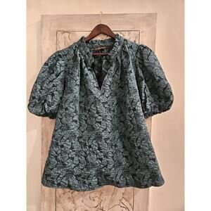 Sugar Lips Curve Top Blouse Womens 3X Floral St Patrick's Emerald Green Shine